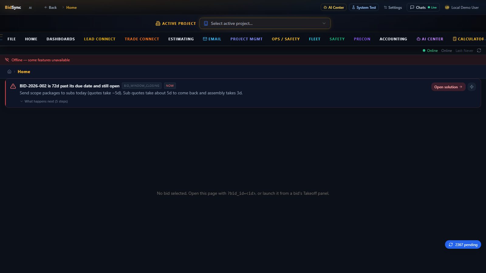 AI plan analyzer screen in BidSync AI