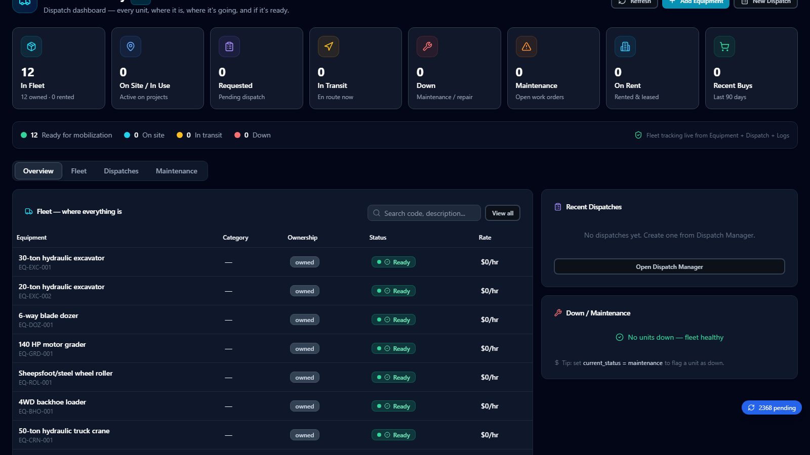 Supply chain dispatch (continued) screen in BidSync AI